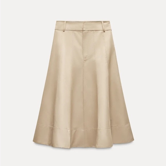Zara Beige flare Skirt - Picture 1 of 4